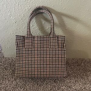 J. Crew Houndstooth Mini Bag in Black and Brown
